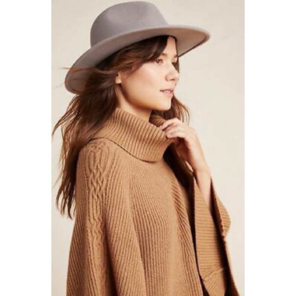 BY ANTHROPOLOGIE Kali cowl neck cabled poncho M/L honeyed camel (tan)